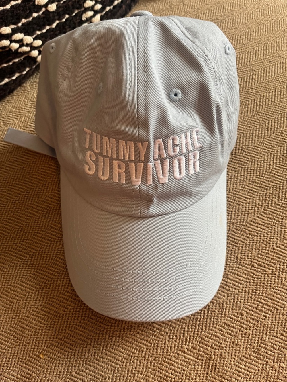 TUMMY ACHE SURVIVOR Embroidered Light Blue Baseball Cap